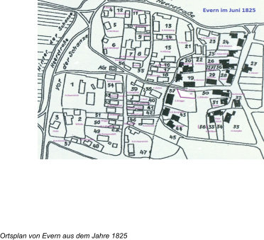 Ortsplan von Evern aus dem Jahre 1825